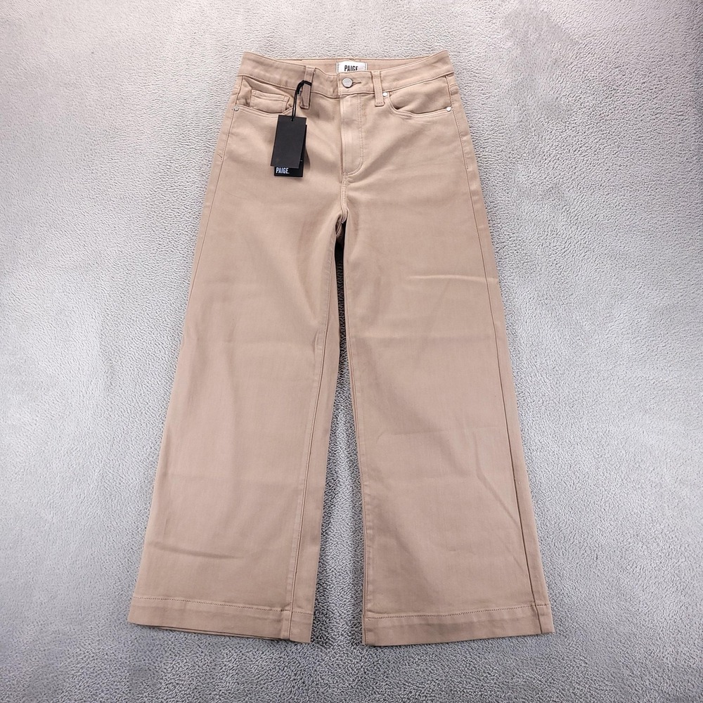 Paige Pants Womens 29 Brown Anessa High Rise Wide Leg Crop Ankle Twill Stretch
